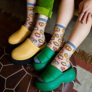 Sock Candy Evil Eye Sheer Crew Sock, OS, NWT
